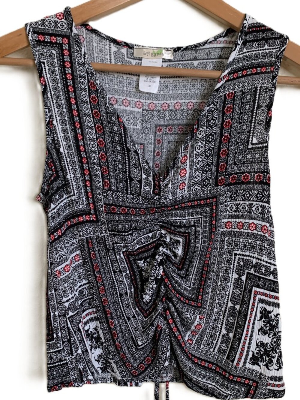 LA Gypsy Cropped Tank Top V-Neck Size M